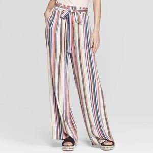 XHILIRATION Striped Paper-Bag Pants